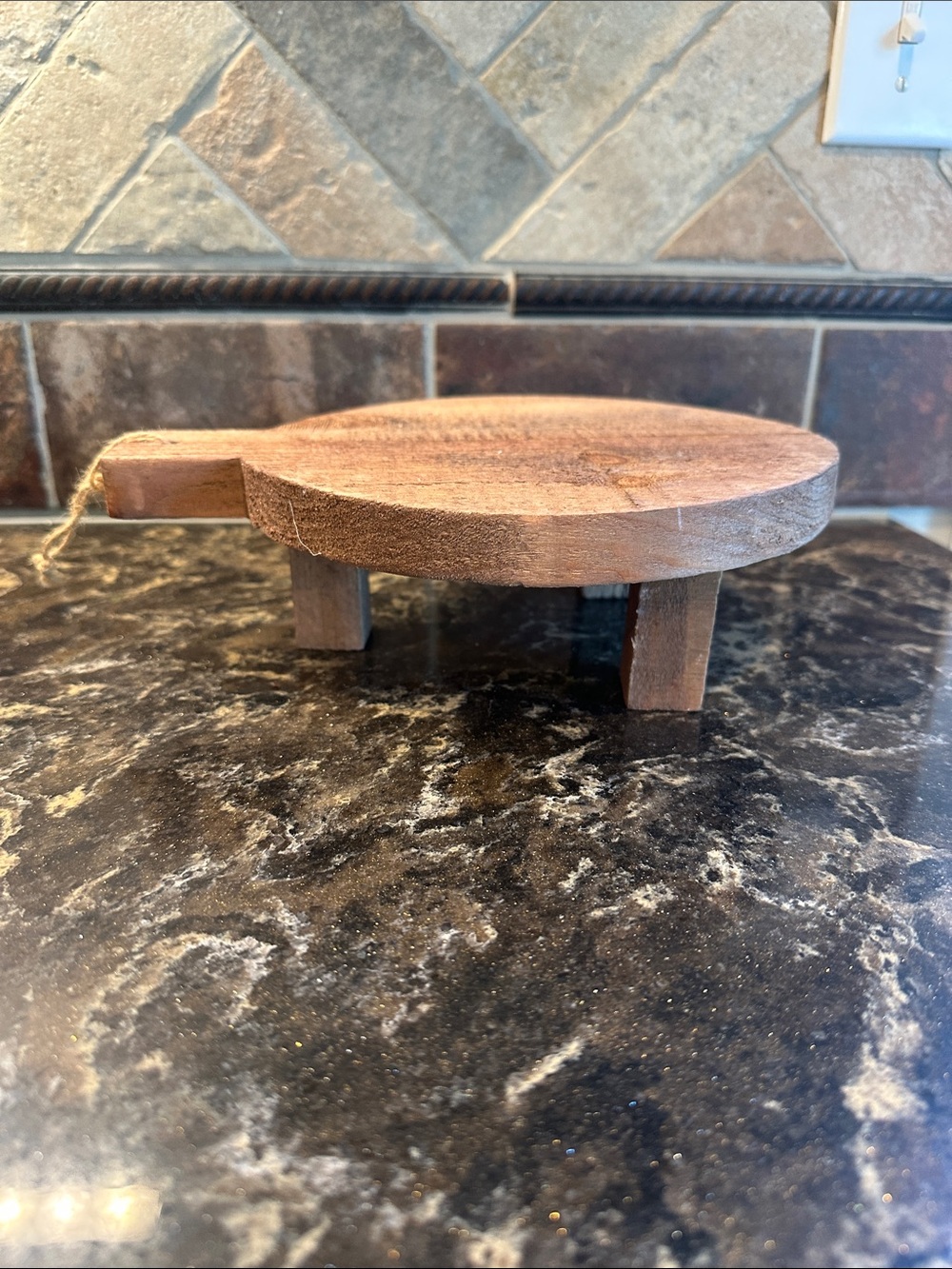 Demdaco Rustic Round Wooden Serving Pedestal - Brown